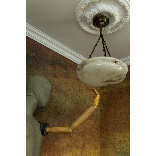 Art Deco Alabaster and Brass Pendant Light, Germany, 1920s For Sale - Image 9 of 18