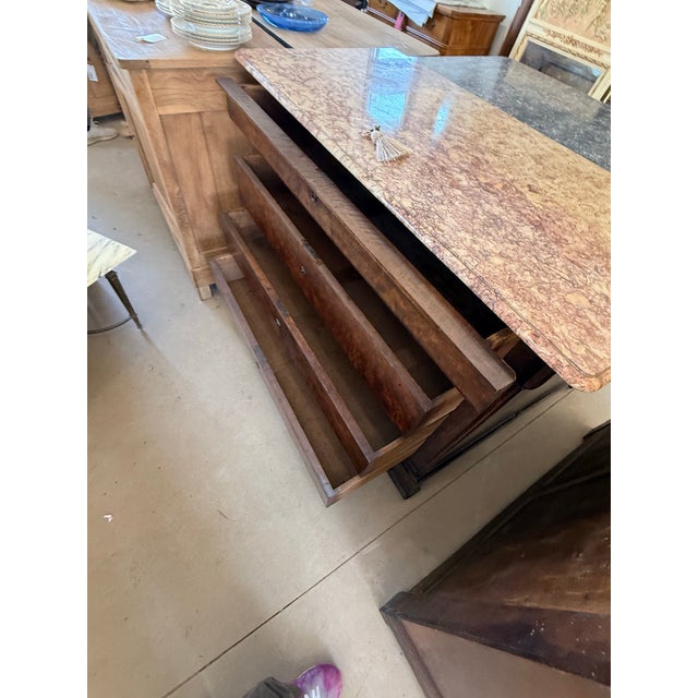 19th Century Louis Philippe Burl Walnut Marble Top Chest of Drawer / Commodes For Sale - Image 12 of 12