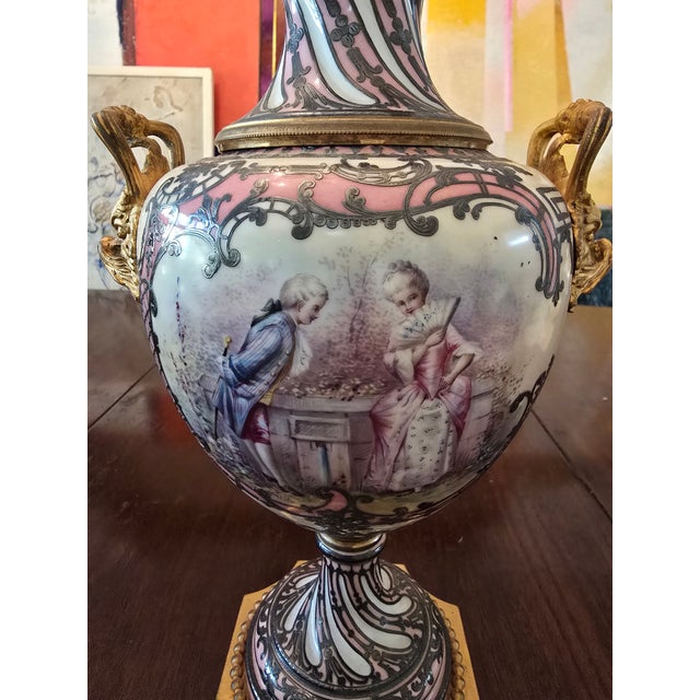 Antique Museum Signed Sevres Silver Overlay Pink Urn For Sale In Boston - Image 6 of 12
