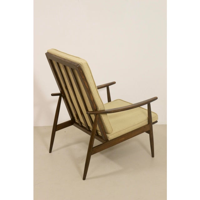 Tan Scandinavian Armchair with Curved Armrests, 1960s For Sale - Image 8 of 14