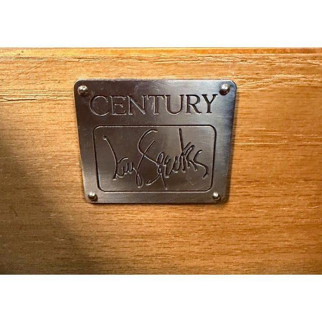 1990s Pair of Jay Spectre for Century Cerused Oak Nightstands With Brushed Steel Bases For Sale - Image 9 of 9