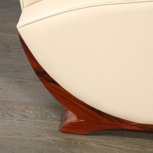 Pair of Art Deco Club Chairs in Palisander & Edelman Cream Leather For Sale - Image 15 of 18
