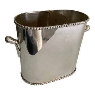 Vintage Pottery Barn Silver Plate Double Wine Cooler For Sale