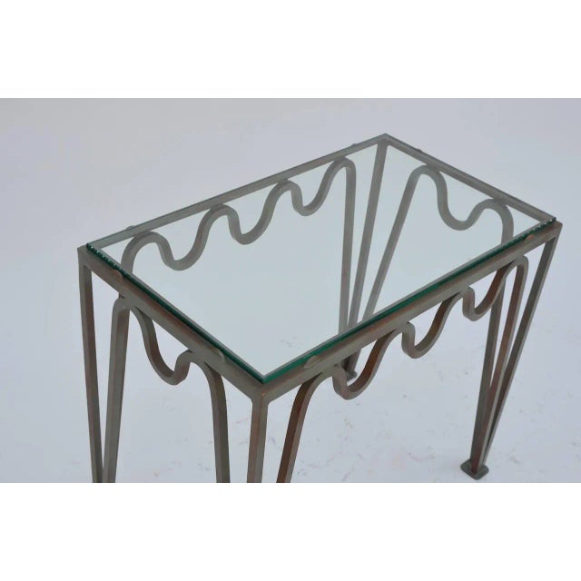 Early 21st Century Pair of 'Méandre' Verdigris and Glass Side Tables by Design Frères For Sale - Image 5 of 9