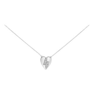 925 Sterling Silver 1/3 Ctw Diamond Heart and Lightning Bolt Pendant Necklace (H-I Color, SI1-SI2 Clarity) - 18" Inches For Sale