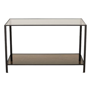 Shelf Frame in Blackened Steel with Loosely Inserted Smoked Glass Panels For Sale