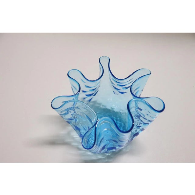 Blue Italian Murano Glass Handkerchief Vase, 1950s For Sale - Image 8 of 10