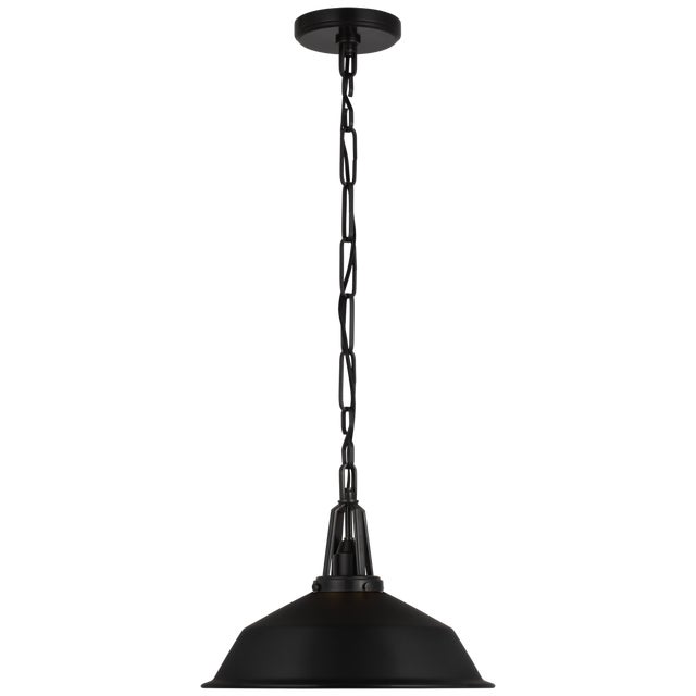 Layton 14" Pendant in Bronze with Matte Black Shade Designer: Chapman & Myers Canopy: 5.25" Round Mounting: Chain Shade...