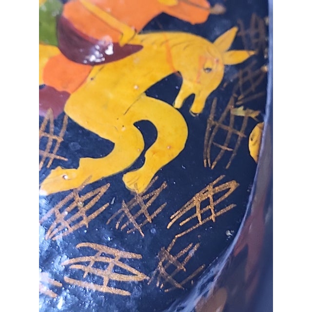 Antique Kashmiri Paper Mache Box – Hand Painted Keepsake Box For Sale In San Francisco - Image 6 of 13