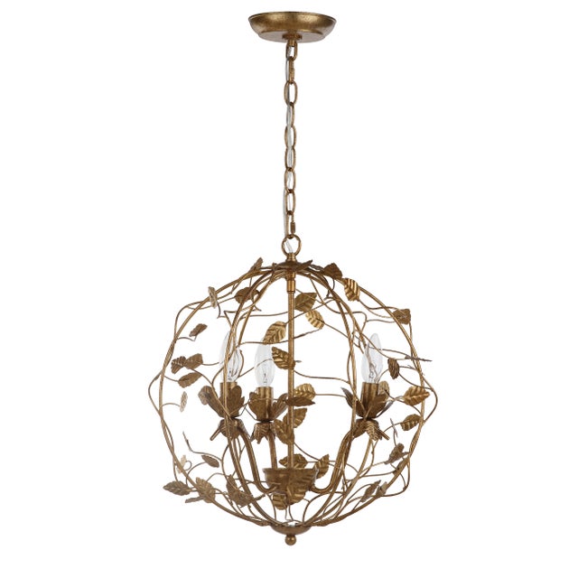2020s Austen Gold Leaf Cage Chandelier - Gold For Sale - Image 5 of 5