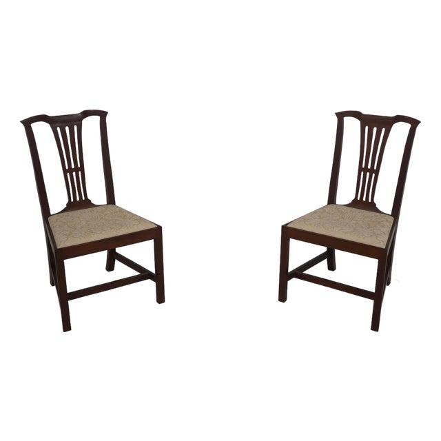 Pair Dennis Bork Williamsburg Style Mahogany Chairs For Sale