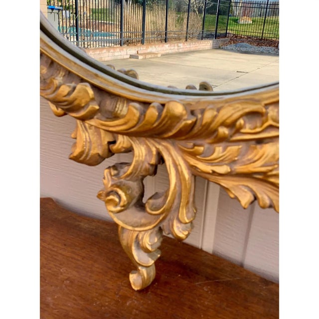 Wood Louis XV Cartouche Rococo Baroque Gilt Wood Wall Mirror For Sale - Image 7 of 12