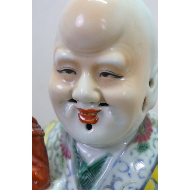 Ceramic Antique Shouxing Famille Rose Polychrome Incense Burner Longevity Figurine 18" For Sale - Image 7 of 17