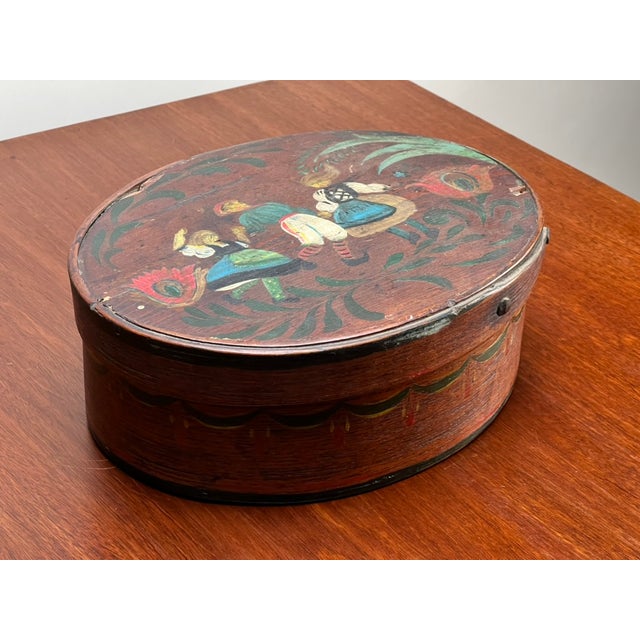 Late 19th Century Antique German Polychrome Painted Bentwood "Spanschachtel" or Ribbon Box C. Late 18th Century For Sale - Image 5 of 9
