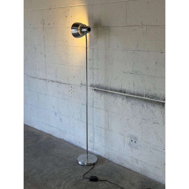 Mid-Century Modern Brushed Steel Floor Lamp With Adjustable Shade Mid-Century Modern 1970s For Sale - Image 3 of 10