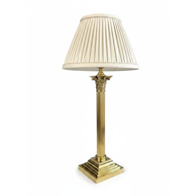 Antique English Brass Corinthian Column Table Lamp, 1880 For Sale - Image 13 of 13