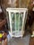 Modern Vintage White Wooden Short Light Up Glass Display Cabinet With Tropical Wallpaper Background For Sale - Image 3 of 11