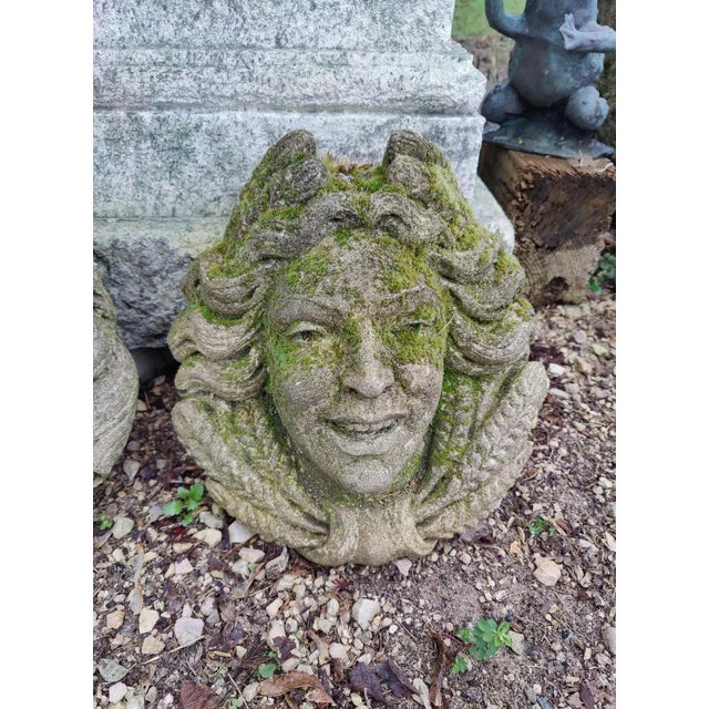Brown Unknown, Masks, Venice, 19th Century, Vicenza Stone, Set of 4 For Sale - Image 8 of 9