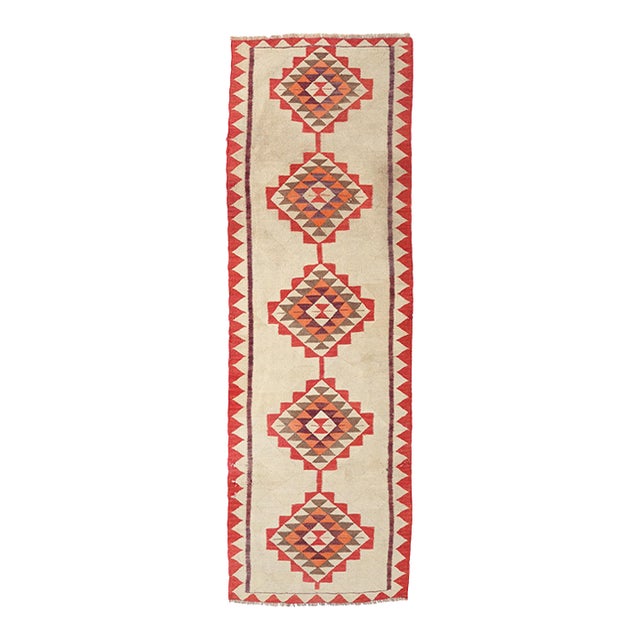 Vintage Decorative Kilim Runner - 3`3″ X 10`6″ For Sale