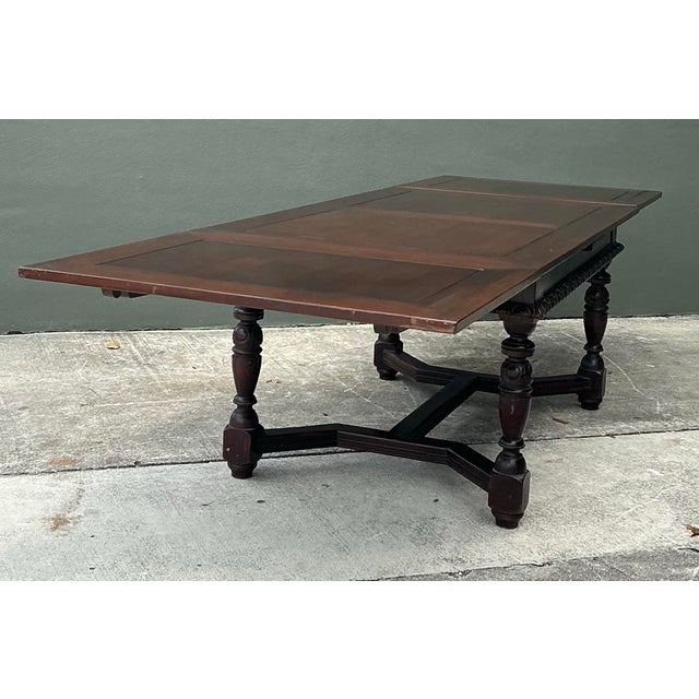 Vintage Hand Carved Extendable Dining Table For Sale - Image 11 of 13