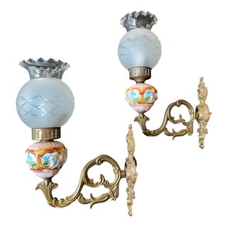 Vintage Italian Ceramic Sconces, 1960s, Set of 2 For Sale