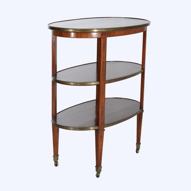 19th Century English Regency Rosewood 3-Tier Breakfast Table With Brass Inay & Trim 19thC For Sale - Image 6 of 14