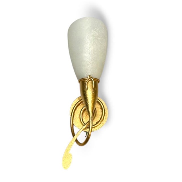 Gold Gilded Wall Sconces with Murano Glass Shades, 1980s, Set of 2 For Sale - Image 4 of 11