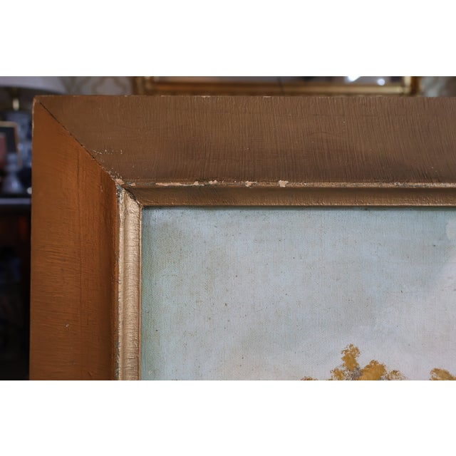 Mid 20th Century B. M. Brown Signed Autumn Cottage Landscape Oil Painting in Wide Gilt Frame For Sale - Image 16 of 18