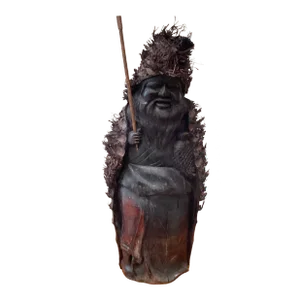 Early 20th Century Chinese Carved Bamboo Root Face Wood Carved Statue