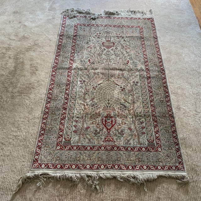 1990s Vintage Silk Persian Style Rug For Sale - Image 5 of 8