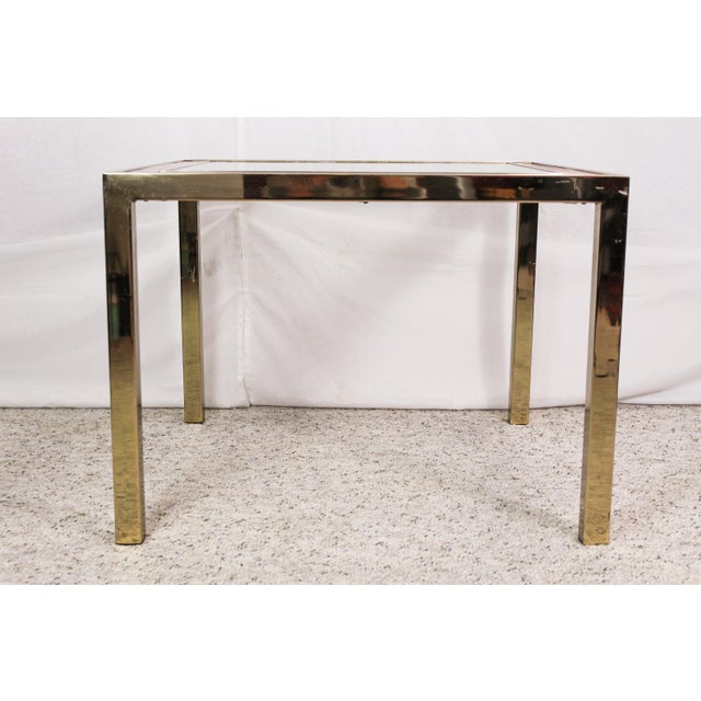 Mastercraft 1960s Mid Century Modern Burl Wood & Brass Square Side Table With Glass Top, Manner of Mastercraft For Sale - Image 4 of 7