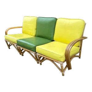 Mid Century Modern Bamboo Sectional Sofa