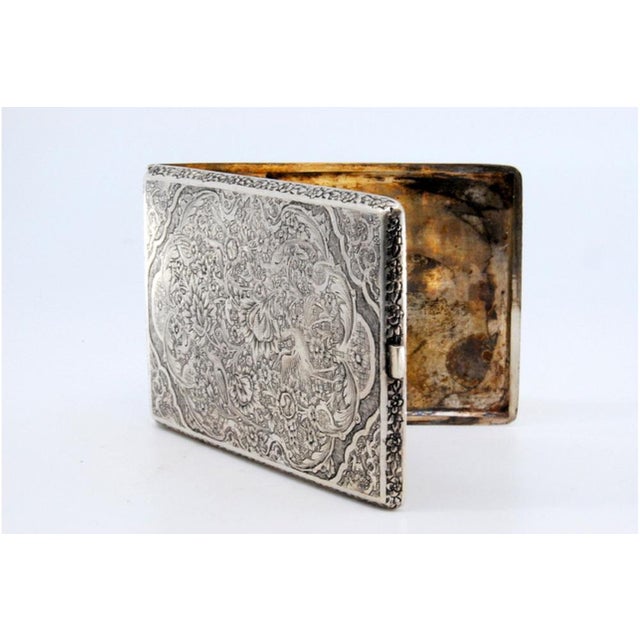 Silver Cigarette Case with Bird and Flower Reliefs For Sale - Image 6 of 10