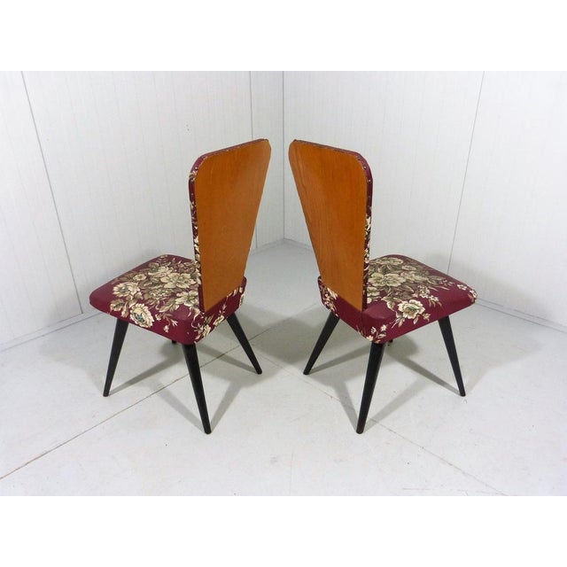Wood Set of Flower Side Chairs, 1950s For Sale - Image 7 of 14