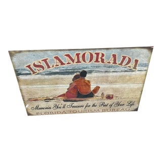 1970s Wooden Key West Islamorada Beach Sign For Sale