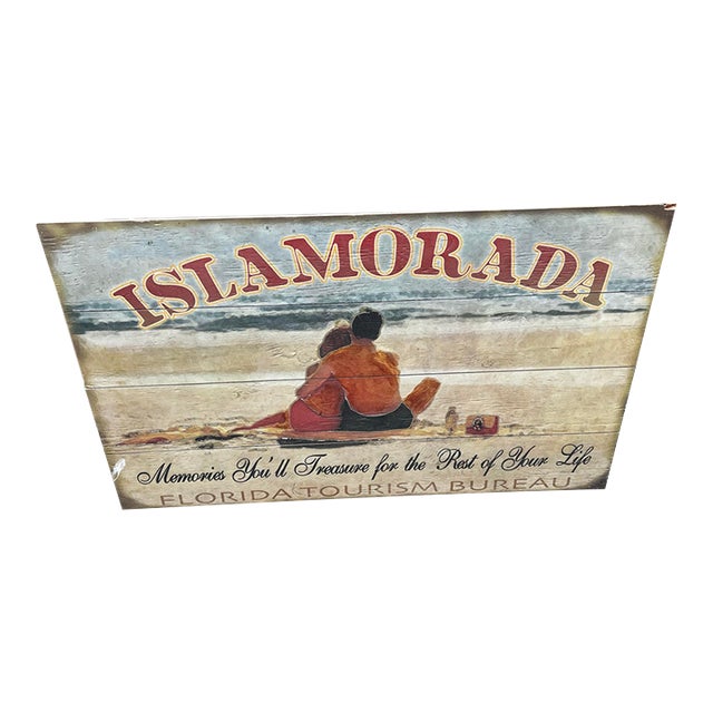 1970s Wooden Key West Islamorada Beach Sign For Sale