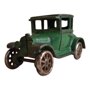 Antique Arcade Cast Iron Ford Model T Coupe Green Toy Car 5" Freeport Ill 1920s