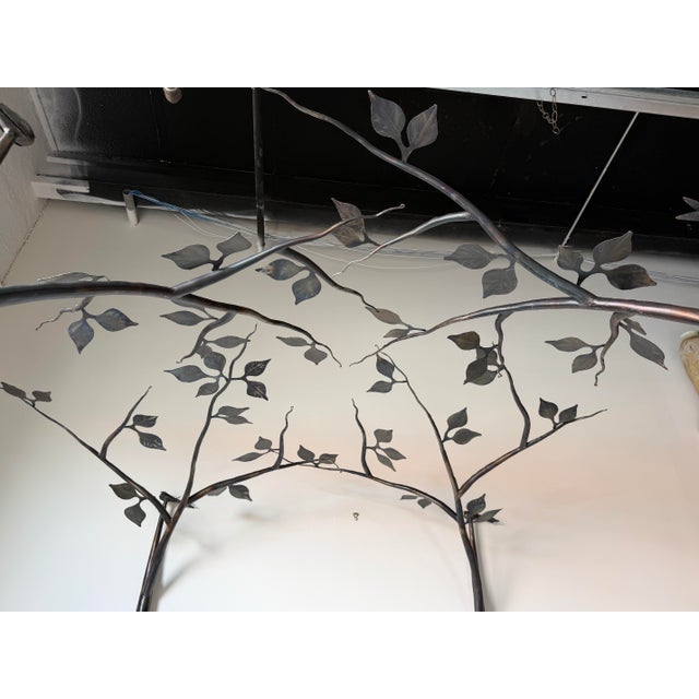 Vintage Handcrafted Metal Forest Canopy Queen Bed Frame, Signed For Sale - Image 9 of 17