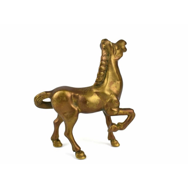 Mid-Century Modern Mid 20th Century Solid Gold Brass Horse Figurine For Sale - Image 3 of 5