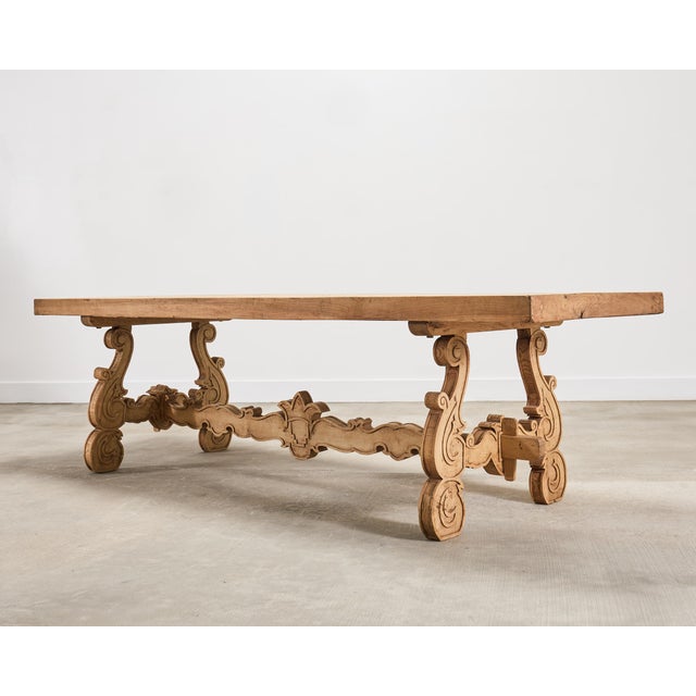 Mid 20th Century 19th C. Spanish Baroque Bleached Oak Farmhouse Dining Table For Sale - Image 5 of 18