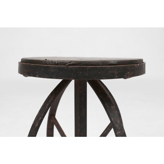 Industrial Black Metal Stool with Frame, France, 1920s For Sale - Image 4 of 15