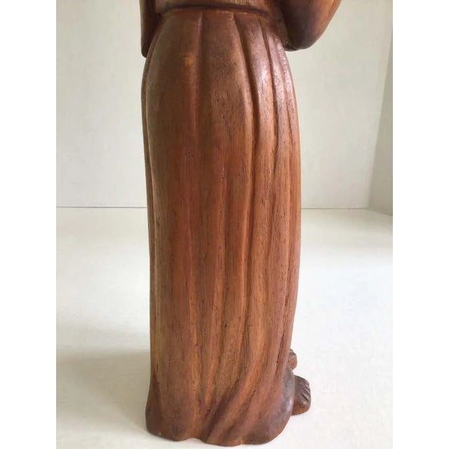1960s Carved Wood Sculpture of Monk or Friar Wearing Robe For Sale - Image 12 of 12