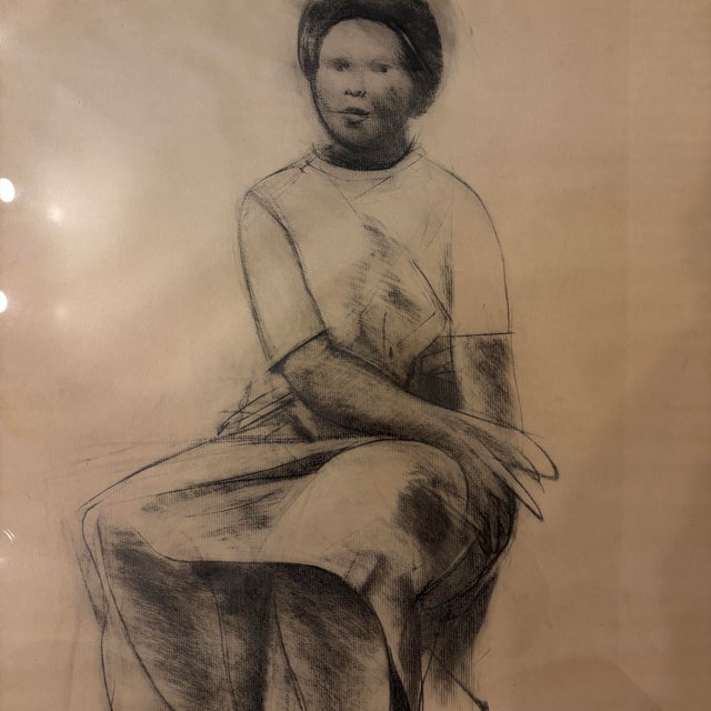 Mario Fallani “Study of Seated Woman” Pencil Drawing For Sale In Cleveland - Image 6 of 12