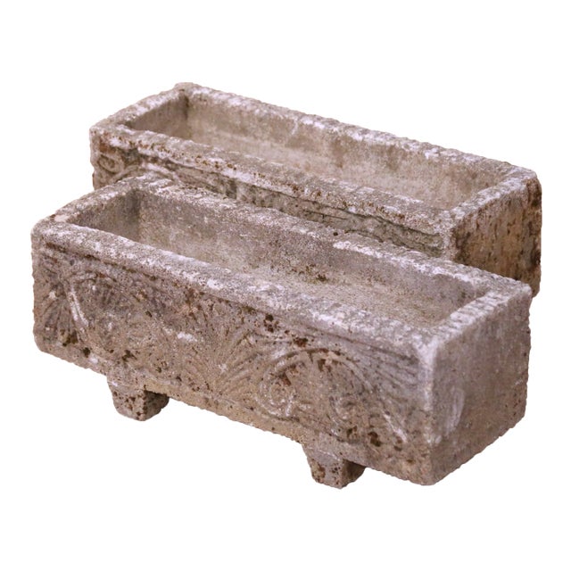 Pair of Early 20th C. French Neoclassical Stone Garden Planters For Sale