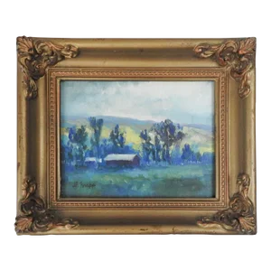 Small Contemporary Plein Air Myra Knapp Ranch Landscape Painting