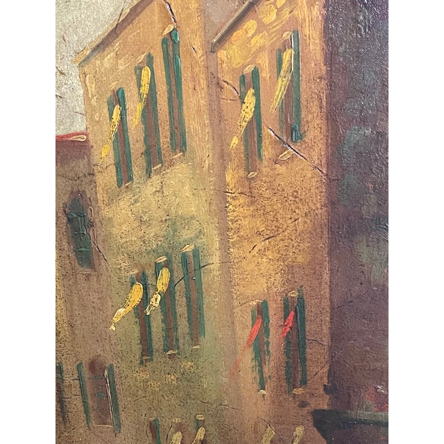 Antique Italian Ponte Rialto Handpainted Parchment Leather Floor Screen For Sale - Image 10 of 18