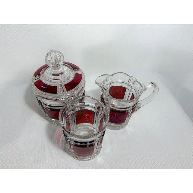 Early American Ruby Glassware Set - 6 Pieces (Thompson Glass Co.) (Duncan & Miller Glass Co.) For Sale - Image 4 of 8