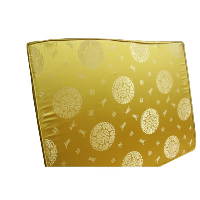 This is a seat cushion pad in rectangular shape for oriental Asian style armchair. It has golden yellowish silk-like...