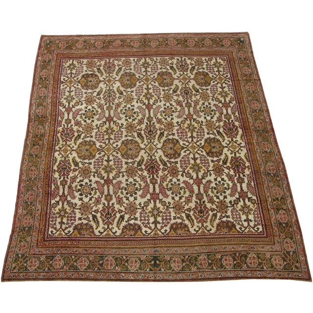 1920s Antique Indian Floral Design Rug For Sale - Image 9 of 9