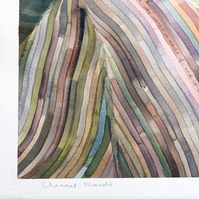 Channel Islands - Abstract Muted Colorful Coastal Oceanscape Watercolor Painting Original Artwork by Heidi Lowell For Sale - Image 4 of 5